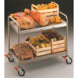 Chariot desserte inox  - 2 niveaux