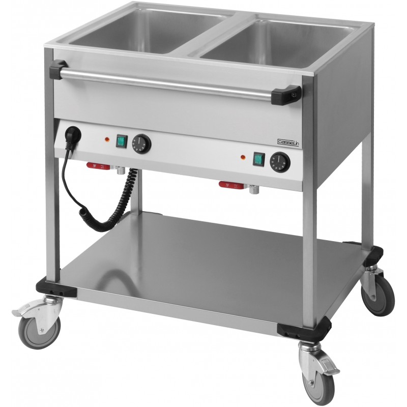 Chariot bain-marie à eau 2 x GN 1/1