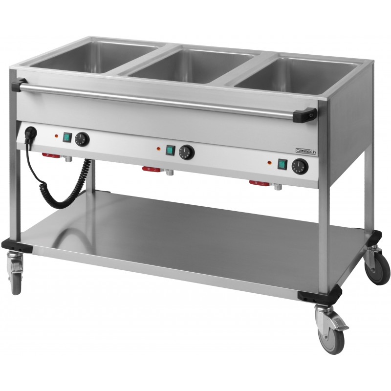 Chariot bain-marie à eau 3 x GN 1/1