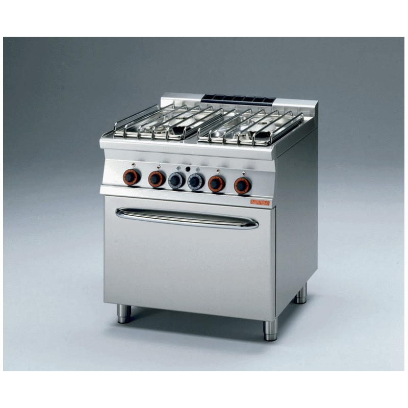 Piano de cuisson professionnel 4 feux gaz + four GN 2/1 GAZ